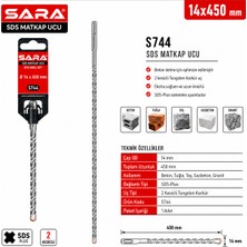 Sara S744 Sds Plus Matkap Ucu – 14 x 450 Mm, 2 Kesicili Tungsten Karbür Uçlu