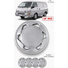 YONGA OTO AKSESUAR Mitsubishi L300 14 Inç Jant Kapağı 4'lü Set Gümüş + 4 Amblem + 8 Cırt Kelepçe