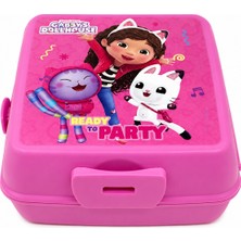 LilyMoon Kız Çocuk Beslenme Kabı - Kedi Kulaklı Dans Eden Kız ve Sevimli Kediler Desenli Pembe Lunch Box