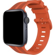 Marsilyan™- Apple Watch 42MM KR408 Çizgili Silikon Kordon - Turuncu