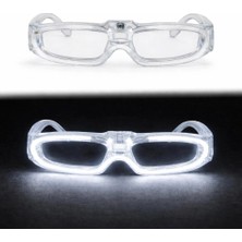 MiraLive Mey Ithalat® Beyaz LED Işıklı Parti Gözlüğü 3 Modlu – Glow & Gece Eğlence Gözlüğü