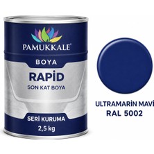 Pamukkale Arge Toptan Rapid Hızlı Kuruyan Metal Boyası Parlak 2.5 kg Ultramarin Mavi Ral 5002