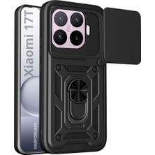 HANPORIUM Xiaomi 17T Uyumlu Tank Kılıf - Yüzüklü Standlı Extra Darbe Koruma Zırhlı Outdoor Kapak - Siyah