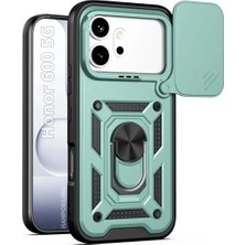 HANPORIUM Honor 600 Uyumlu Tank Kılıf - Yüzüklü Standlı Extra Darbe Koruma Zırhlı Outdoor Kapak - Yeşil