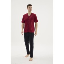 Kocabey 2210 Erkek Battal V.yaka Boydan Düğmeli Pijama Takım