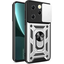 HANPORIUM Tecno Spark 20 Pro Uyumlu Tank Kılıf - Yüzüklü Standlı Extra Darbe Koruma Zırhlı Outdoor Kapak - Gri