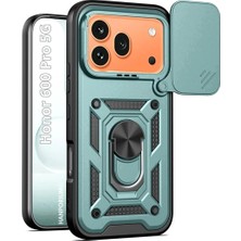HANPORIUM Honor 600 Pro Uyumlu Tank Kılıf - Yüzüklü Standlı Extra Darbe Koruma Zırhlı Outdoor Kapak - Yeşil