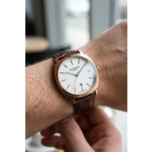 Lee Cooper Rosegold Erkek Kol Saati | 42 mm Paslanmaz Çelik Kasa, Kahverengi Deri Kordon