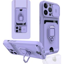 Marsilyan™- Apple Iphone 13 Pro Kılıf Zuma Kartvizitli Yüzüklü Silikon - Lila