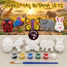 Safari Taş Boyama Seti ( 5 Obje +6 Renk +1 Fırça+ Boyama Sertifikası)