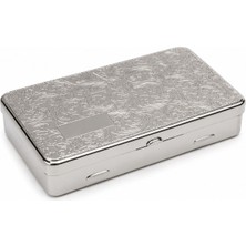 Han Tobacco Metal Tütün Saklama Kutusu 10X6X2 cm – Dekoratif Desenli Menteşeli Kompakt Kutu