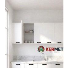 Toprak Mobilya 180 cm Beyaz Mutfak Dolabı Üst Modül Suntalam Malzeme Modern Tasarım Raflı