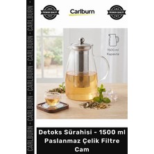 Carlburn Özel Üretim Sağlıklı Yaşam Mutfak Kaliteli Detoks Sürahisi 1500 ml Paslanmaz Çelik Filtre Cam