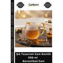 Carlburn Özel Üretim Isıya Dayanıklı Altın Sarısı Kulplu Şık Tasarımlı Cam Demlik 550 ml Borosilikat Cam