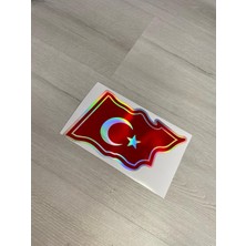 Mottomor Dalgalı Türk Bayrak Hologram Etiket Sticker Yapıştırma Araba Tır Kamyon Dolmuş 19 cm