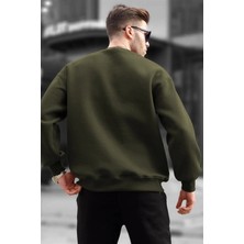 Asmedo Erkek Düz Bisiklet Yaka 3 Iplik  Sweatshirt - Yeşil