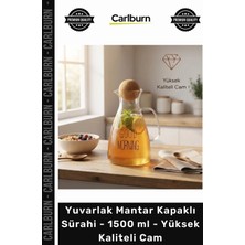 Carlburn #sürahi Şık Modern Tasarım Sunum Yuvarlak Mantar Kapaklı Sürahi 1500 ml Yüksek Kaliteli Cam
