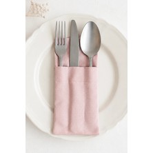 Kai Home 2li %1 Dak Keten 3 Bölmeli Kaşıklık / Çatal-Kaşık-Bıçak Kılıfı