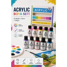 ArtMaster Chalk Akrilik Boya 10 Renk 40 ml Fırça Hediyeli 1 Paket Monalisa Akrilik Boya Resim Dersi Tuval Ahşap Taş Boya Seti
