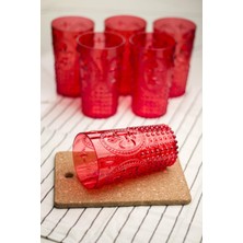 Akrilik Kırmızı 6'lı Uzun Bardak & Su Meşrubat Bardağı 750 ml ( Büyük Boy & Cam Değildir )