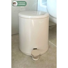 Primanova Cigo 6 Lt Yumuşak Kapanan Pedallı Banyo Mutfak Ofis Çelik Çöp Kovası - Bej & Iç Kısım Bej