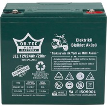 Or-Tec 12V 24AH Elektrikli Motosiklet Aküsü (Üretim Yılı 2026)