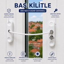 BURADABULDUN Çelik Halatlı Anahtarlı Pencere Emniyet Kilidi Çocuk Güvenlik Kilidi Beyaz