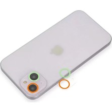 Newface Apple Iphone 13 Mini Renkli Kamera Lens Koruma Cam - Turuncu-Yeşil