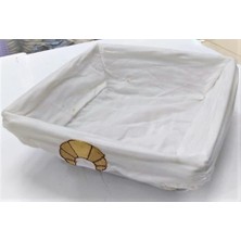 Wicker Serisi Bezli Oval Ahşap Kulplu Hasır Ekmek Sepeti