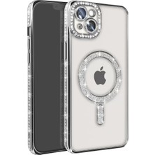 Newface Iphone 14 Kılıf Joke Simli Magneticsafe Kılıf - Gümüş