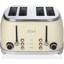Zilan ZLN1214 60's Retro Ekmek Kızartma Makinesi -Krem- 4 Dilim Kapasite, 6 Kademeli Ayar, Donmuş