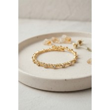 Teknodayım Gold Renk Dorika Model Sıralı Zirkon Taşlı Kadın Bileklik