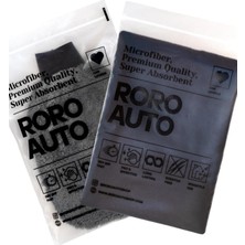 Roro Auto Siyah Mikrofiber Araç Kurulama Havlusu 60X90 ve Oto Yıkama Eldiveni Seti