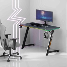 Ergogaming Pulsar Profesyonel Rgb Oyuncu Masası 120X60 Siyah, Rgb Aydınlatmalı, Karbon Fiber Yüz