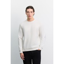 AVVA Erkek Ekru Bisiklet Yaka Kolay Ütülenen İnterlok Regular Fit Sweatshirt A62Y1299