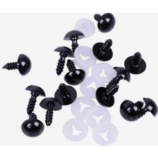 10 mm Vidalı Güvenlik Göz – 5 Çift (10 Adet) Siyah Plastik Oyuncak Göz Seti – Amigurumi, El