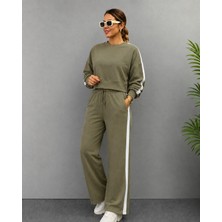 Alyn Wear Kadın Uzun Kollu Bisiklet Yakalı Kısa Viskon Ikı Iplik Bluz ve Pantolon Ikili Takım
