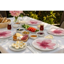 Porser Pembe Çiçek Pasta Tabağı 22Cm