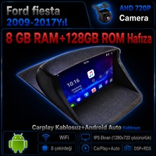 SBAID Ford Fiesta 2009-2017 Yıl Uyumlu 8GB Ram 128GB Rom Hafıza Android Kablosuz Carplay Navigasyon Multimedya 9 Inç Ekran Hediye Görüş Kamerası Hediye Çerçevesi 8+128