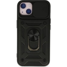 Marsilyan™- Apple Iphone 14 Kılıf Pars Lens Yüzüklü Silikon - Siyah