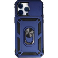 Marsilyan™- Apple Iphone 14 Pro Kılıf Pars Lens Yüzüklü Silikon - Lacivert
