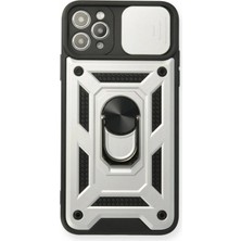 Marsilyan™- Apple Iphone 11 Pro Kılıf Pars Lens Yüzüklü Silikon - Gümüş