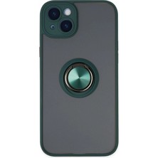 Marsilyan™- Apple Iphone 14 Kılıf Montreal Yüzüklü Silikon Kapak - Yeşil