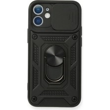 Marsilyan™- Apple Iphone 12 Mini Kılıf Pars Lens Yüzüklü Silikon - Siyah