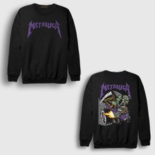 Presmono Siyah Metallica V2 Cincinnati Print Brandon Heart Sırt Baskılı Sweatshirt