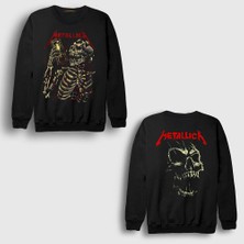 Presmono Siyah Time Muzik Metallica Sırt Baskılı Sweatshirt