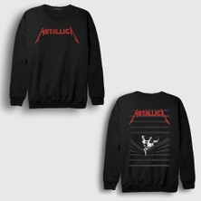 Presmono Siyah Blinds Skull Metallica Sırt Baskılı Sweatshirt