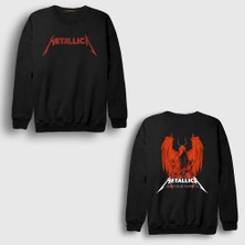 Presmono Unisex Siyah Master Of Puppets V4 Metallica Sırt Baskılı Sweatshirt