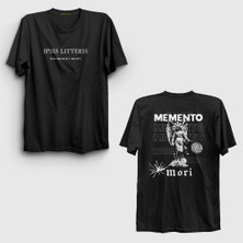 Presmono Unisex Siyah Angel Memento Mori Sırt Baskılı T-Shirt