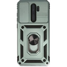Marsilyan™- Xiaomi Redmi Note 8 Pro Kılıf Pars Lens Yüzüklü Silikon - Yeşil